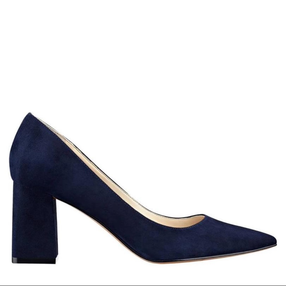 Marc zFisher LTD Zala Block Heel Pump in Navy Suede Size 10